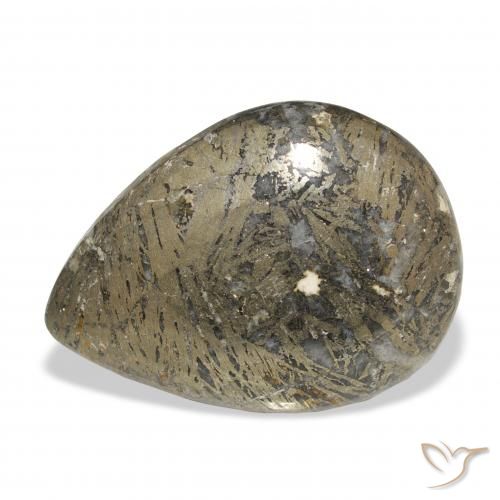 30.77ct طبيعي متعدد الألوان Feather Pyrite, شكل الكمثرى, غير شفاف