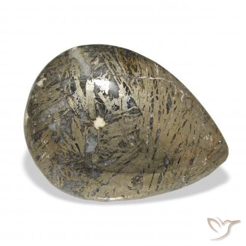 Feather Pyrite متعدد الألوان طبيعي، شكل الكمثرى، 30.77 قيراط، غير شفاف