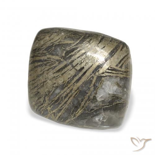 Feather Pyrite متعدد الألوان طبيعي، وسادة، 12.76 قيراط، غير شفاف
