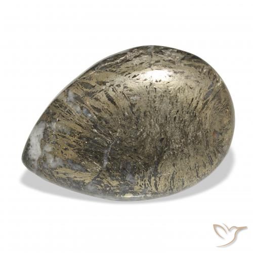 Feather Pyrite متعدد الألوان طبيعي، شكل الكمثرى، 30.92 قيراط، غير شفاف