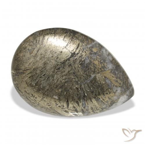 Feather Pyrite متعدد الألوان طبيعي، شكل الكمثرى، 30.92 قيراط، غير شفاف