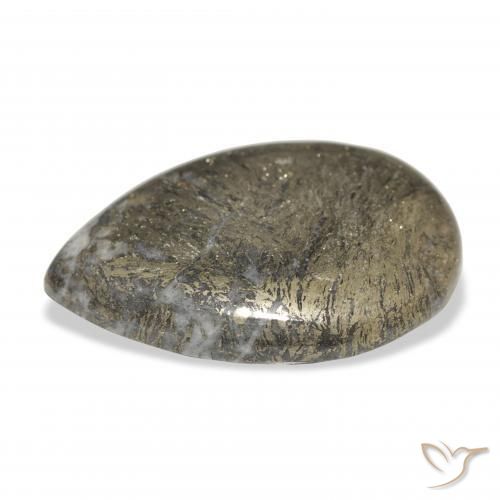 Feather Pyrite متعدد الألوان طبيعي، شكل الكمثرى، 30.92 قيراط، غير شفاف