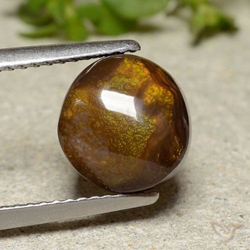3.92ct طبيعي متعدد الألوان عقيق النار, دائري, غير شفاف