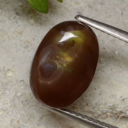 3.93ct طبيعي متعدد الألوان عقيق النار, بيضوي, غير شفاف