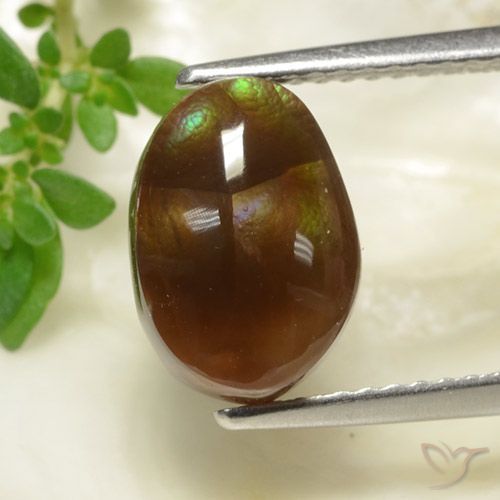 3.36ct طبيعي متعدد الألوان عقيق النار, بيضوي, غير شفاف