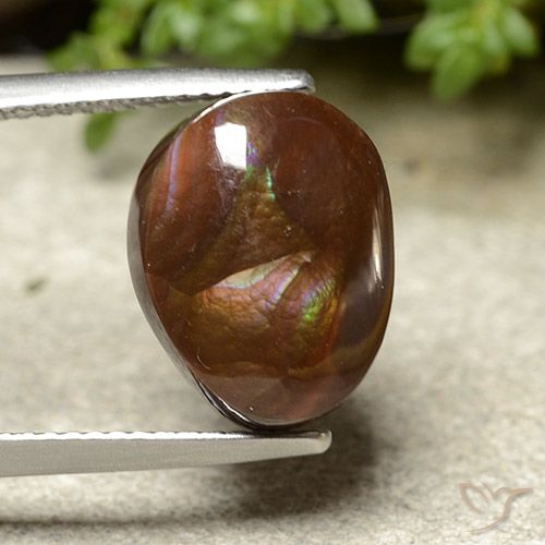 7.46ct طبيعي متعدد الألوان عقيق النار, بيضوي, غير شفاف
