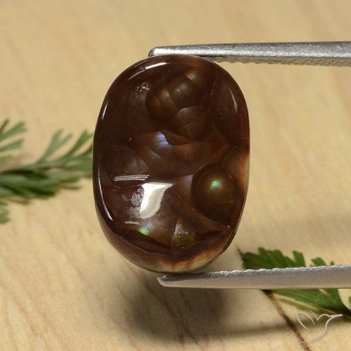 4.65ct طبيعي متعدد الألوان عقيق النار, بيضوي, غير شفاف