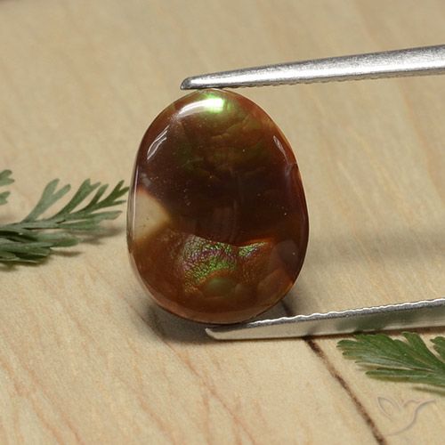 3.74ct طبيعي متعدد الألوان عقيق النار, بيضوي, غير شفاف