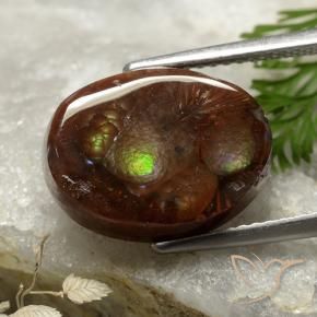 عقيق النار متعدد الألوان طبيعي، قصة بيضاوى، 6.00 قيراط، غير شفاف