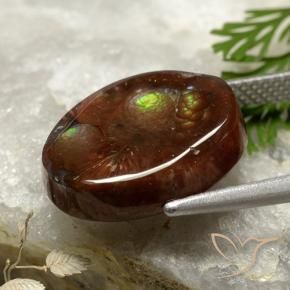 عقيق النار متعدد الألوان طبيعي، قصة بيضاوى، 6.00 قيراط، غير شفاف