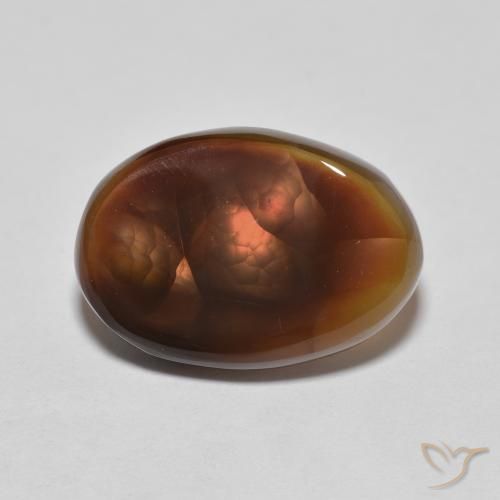 4.89ct طبيعي متعدد الألوان عقيق النار, بيضوي, نصف شفاف