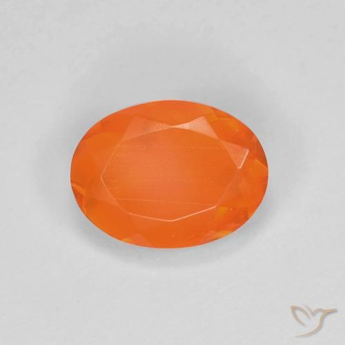 0.81ct طبيعي برتقالى محمر النار أوبال, بيضوي, شفاف