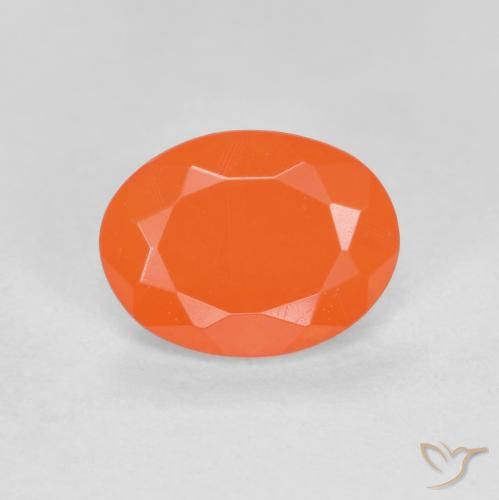 0.69ct طبيعي برتقالي زاهى النار أوبال, بيضوي, نصف شفاف