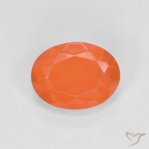 0.64ct طبيعي برتقالى محمر غامق النار أوبال, بيضوي, نصف شفاف