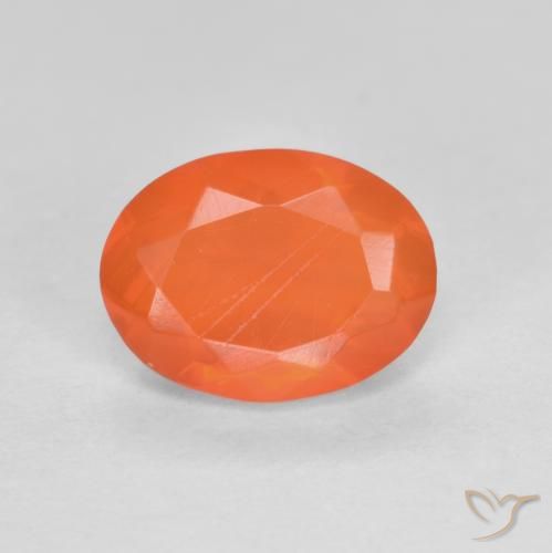 0.72ct طبيعي برتقالى كثيف النار أوبال, بيضوي, نصف شفاف