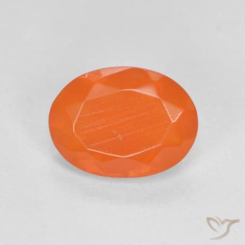 0.77ct طبيعي برتقالي زاهى النار أوبال, بيضوي, نصف شفاف