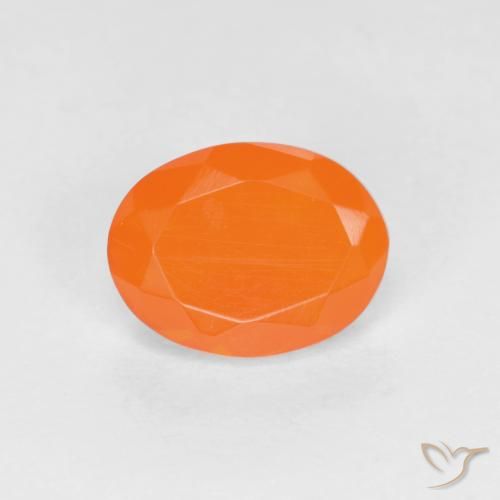 0.76ct طبيعي برتقالى كثيف النار أوبال, بيضوي, نصف شفاف