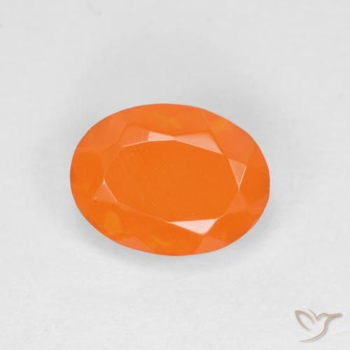 0.61ct طبيعي برتقالى كثيف النار أوبال, بيضوي, نصف شفاف