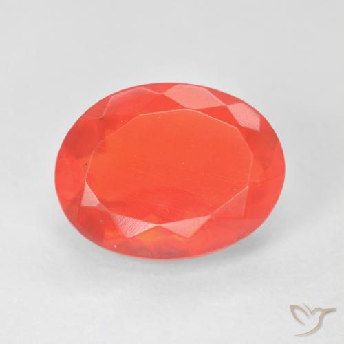 3.17ct طبيعي برتقالى-أحمر قرمزى لامع النار أوبال, بيضوي, شفاف
