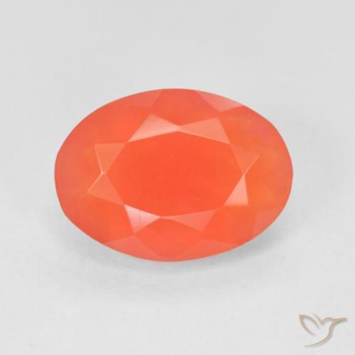 1.92ct طبيعي برتقالى-أحمر قرمزى لامع النار أوبال, بيضوي, شفاف
