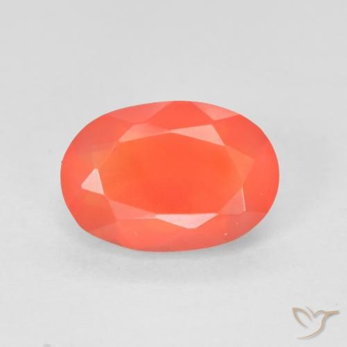 1.30ct طبيعي برتقالى-أحمر قرمزى لامع النار أوبال, بيضوي, شفاف