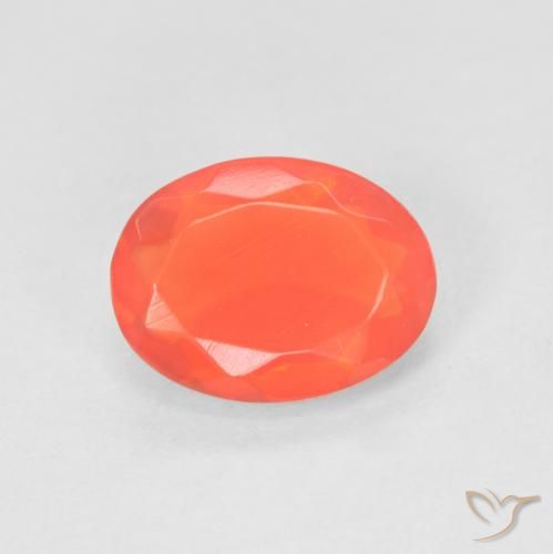 0.79ct طبيعي برتقالى أحمر كثيف النار أوبال, بيضوي, شفاف