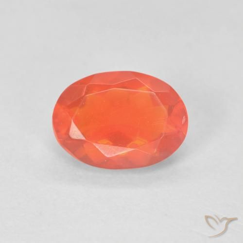 0.57ct طبيعي برتقالى محمر غامق النار أوبال, بيضوي, شفاف