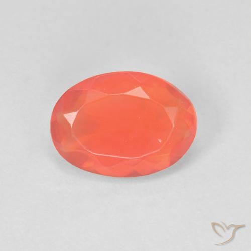 1.02ct طبيعي برتقالي زاهى النار أوبال, بيضوي, شفاف