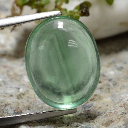 8.74ct طبيعي أخضر رائع فاتح الفلوريت معدن متبلور, بيضوي, شفاف
