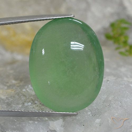 46.27ct طبيعي أخضر ترابى الفلوريت معدن متبلور, بيضوي, نصف شفاف