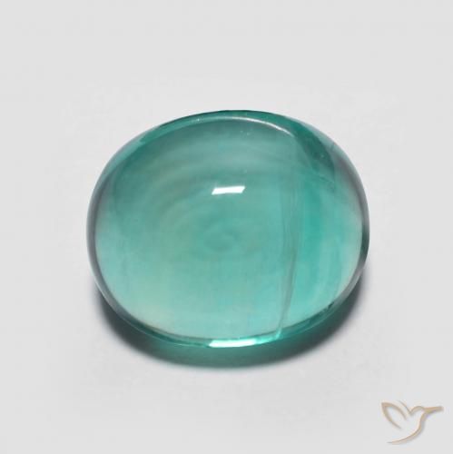 5.31ct طبيعي ازرق مخضر الفلوريت معدن متبلور, بيضوي, شفاف