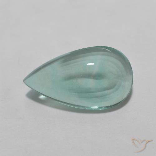 4.78ct طبيعي أخضر أزرق فاتح فلوريت, شكل الكمثرى, شفاف