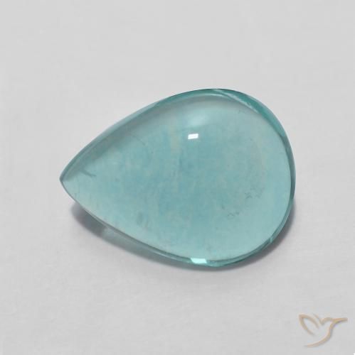 3.49ct طبيعي أخضر أزرق فاتح فلوريت, شكل الكمثرى, شفاف