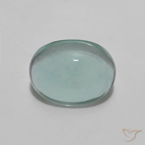 3.64ct طبيعي أخضر أزرق فاتح جدا الفلوريت معدن متبلور, بيضوي, غير شفاف