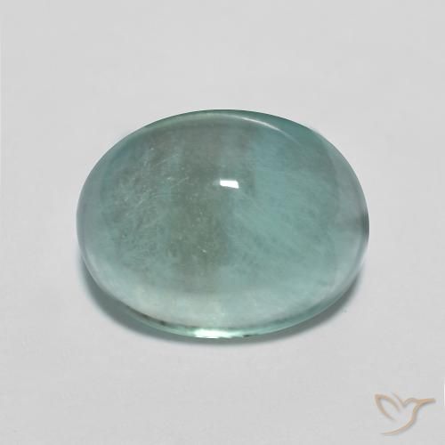 4.16ct طبيعي أخضر أزرق فاتح جدا الفلوريت معدن متبلور, بيضوي, شفاف