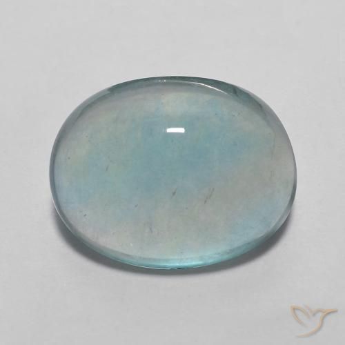 3.98ct طبيعي أخضر أزرق فاتح جدا فلوريت, بيضوي, شفاف