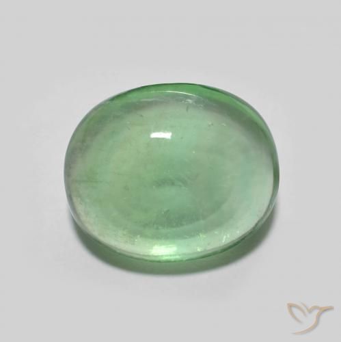 5.26ct طبيعي أخضر دافئ الفلوريت معدن متبلور, بيضوي, شفاف
