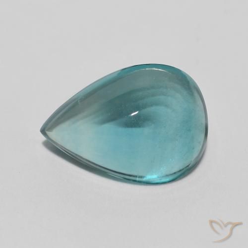 2.97ct طبيعي Medium Dark Blue-Green الفلوريت معدن متبلور, شكل الكمثرى, شفاف