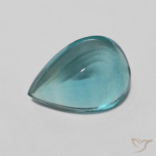 فلوريت Medium Dark Blue-Green طبيعي، شكل الكمثرى، 2.97 قيراط، شفاف