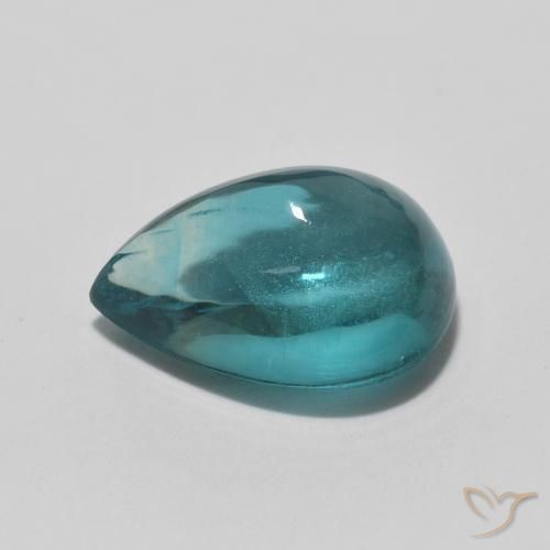 فلوريت Medium Dark Blue-Green طبيعي، شكل الكمثرى، 2.97 قيراط، شفاف