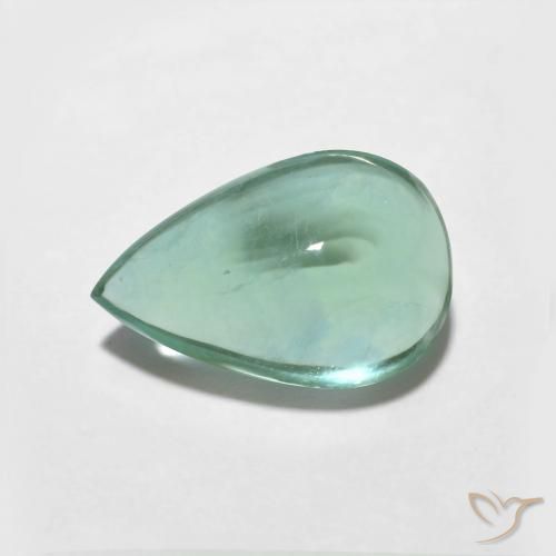 3.87ct طبيعي أخضر أزرق فلوريت, شكل الكمثرى, شفاف