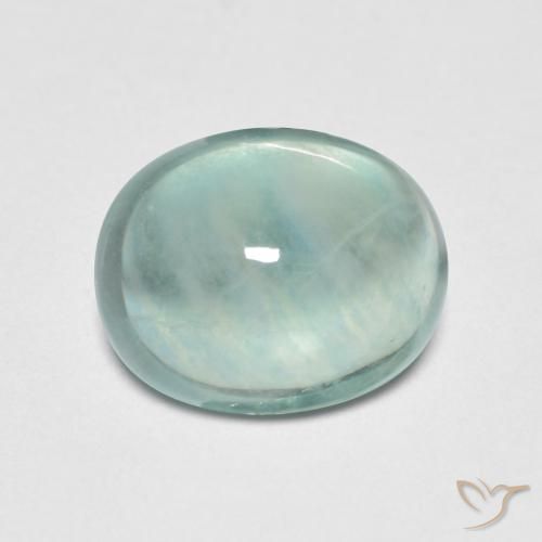 3.34ct طبيعي أخضر أزرق فاتح جدا الفلوريت معدن متبلور, بيضوي, شفاف