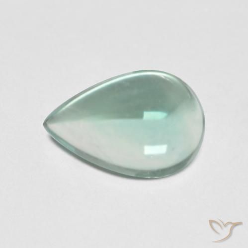 2.26ct طبيعي أخضر أزرق فاتح جدا الفلوريت معدن متبلور, شكل الكمثرى, شفاف
