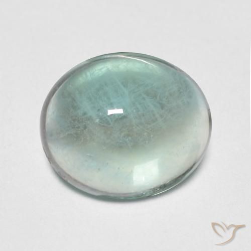 2.42ct طبيعي أخضر أزرق فاتح الفلوريت معدن متبلور, بيضوي, شفاف