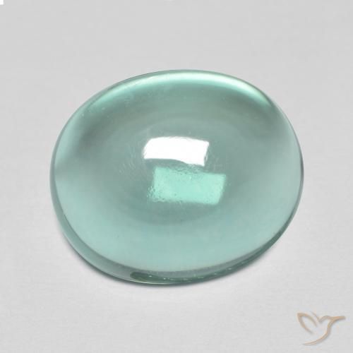 8.43ct طبيعي أخضر أزرق فاتح جدا الفلوريت معدن متبلور, بيضوي, شفاف