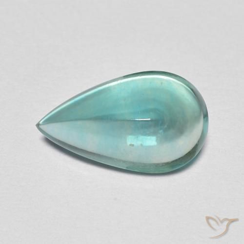 2.38ct طبيعي أخضر أزرق فاتح الفلوريت معدن متبلور, شكل الكمثرى, شفاف