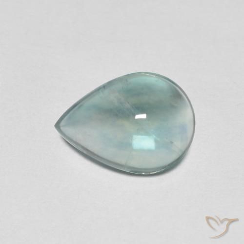 2.28ct طبيعي أخضر أزرق فاتح جدا الفلوريت معدن متبلور, شكل الكمثرى, شفاف