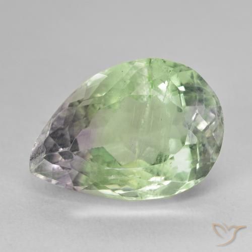 13.84ct طبيعي متعدد الألوان الفلوريت معدن متبلور, شكل الكمثرى, SI-I1