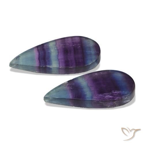 أحجار فلوريت متعدد الألوان طبيعية، شكل الكمثرى، شفاف، وزنها 20.74 قيراط