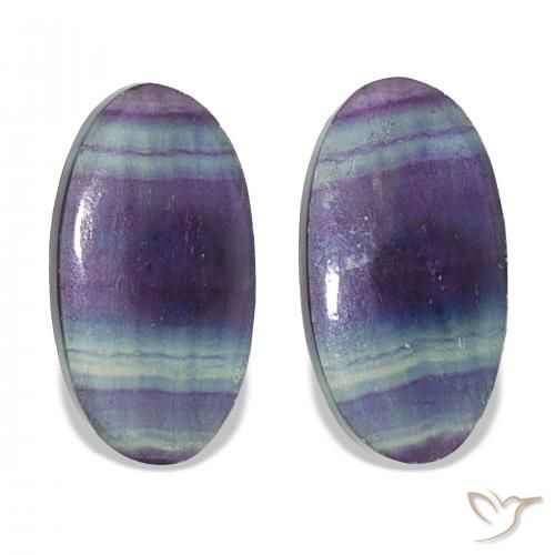 أحجار فلوريت متعدد الألوان طبيعية، بيضوي، شفاف، وزنها 22.07 قيراط